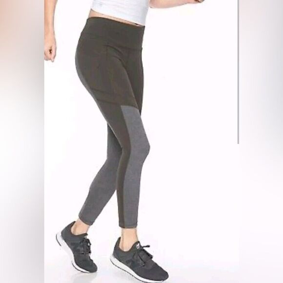Sz XS Athleta Greenish Brown with Grey Athletic Leggings in great condition - Picture 1 of 12